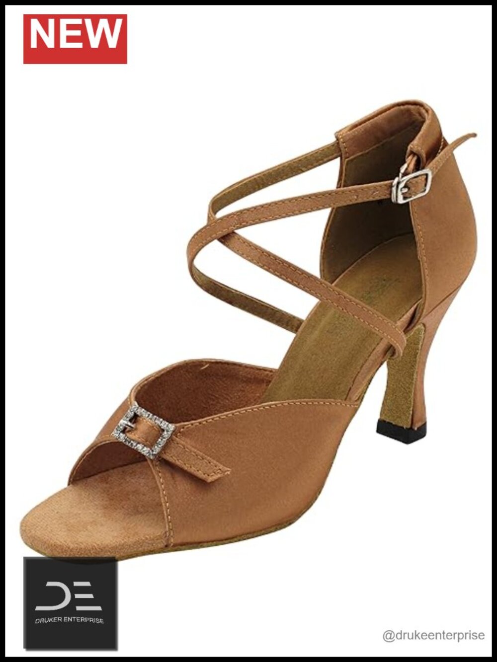 Women's 3-Inch Heel Dance Shoes Satin Suede Sole Ballroom Latin Salsa Tango